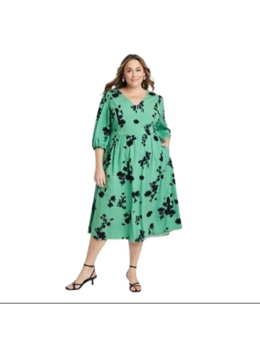 Ava & Viv NWT Turquoise Blue Long Sleeve Midi Dress Plus Size XXL